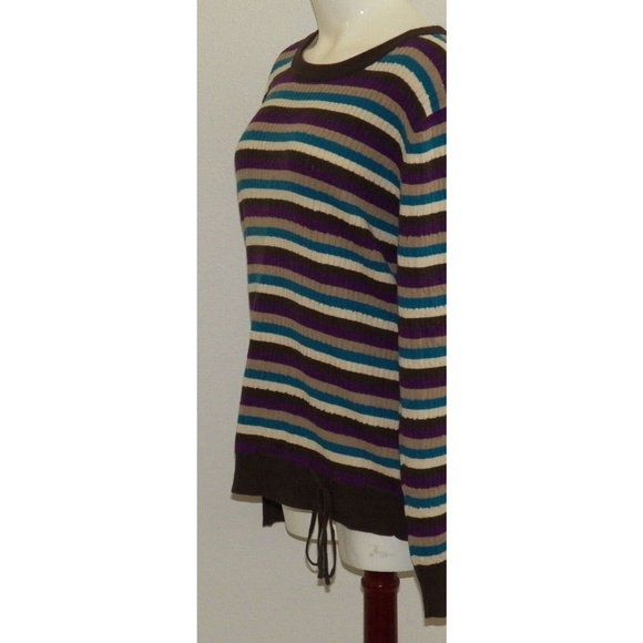 NWT Classic Elements Women's Sweater Knit Top Drawstring Waist Striped Size XL - Picture 4 of 8